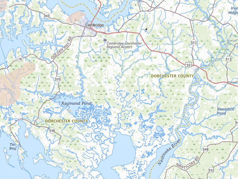 Radar-estimated hail-size map of the storm over Cambridge, MD on Jul 28, 2026
