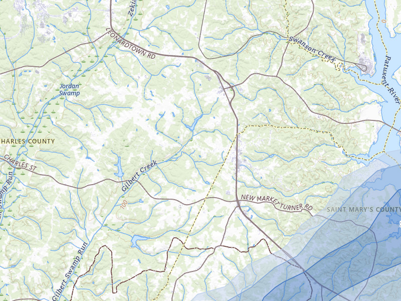 NEXRAD radar-signature map of the hail over Charlotte Hall, MD