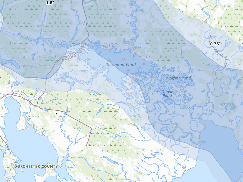 NEXRAD radar-signature map of the hail storm over Church Creek, MD on Jul 9, 2026