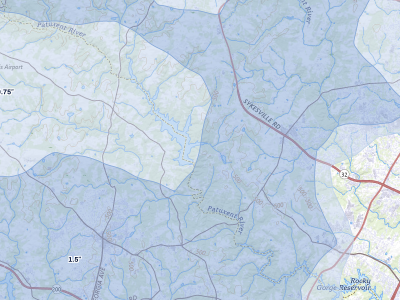 NEXRAD radar-signature map of the hail storm over Clarksville, MD on Jul 28, 2026