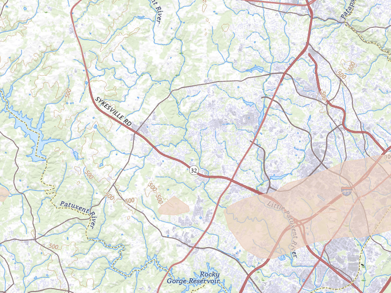 Radar-estimated hail-size map of the storm over Columbia, MD on Jul 18, 2026