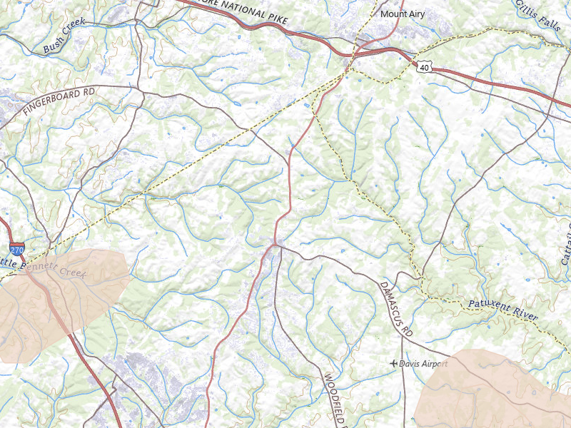Radar-estimated hail-size map of the storm over Damascus, MD on Jul 5, 2026