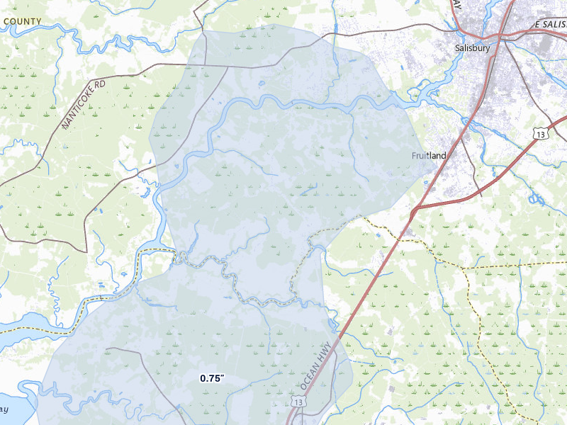NEXRAD radar-signature map of the hail storm over Eden, MD on Apr 1, 2026