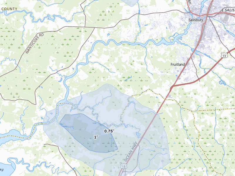 NEXRAD radar-signature map of the hail storm over Eden, MD on Jul 6, 2026