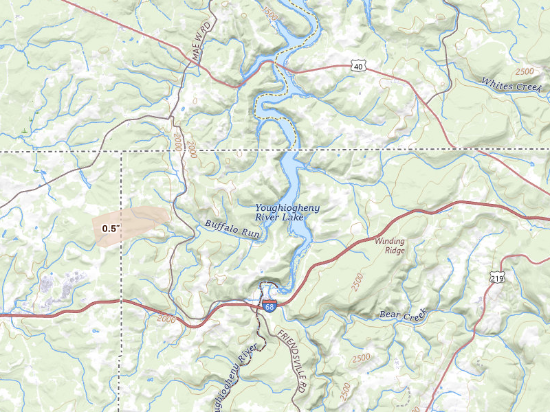 Radar-estimated hail-size map of the storm over Friendsville, MD on Apr 1, 2026