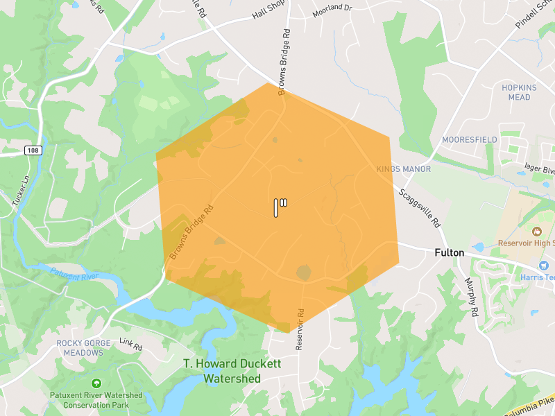 Hail map of Fulton, MD on Jul 5, 2026, hail up to 1"