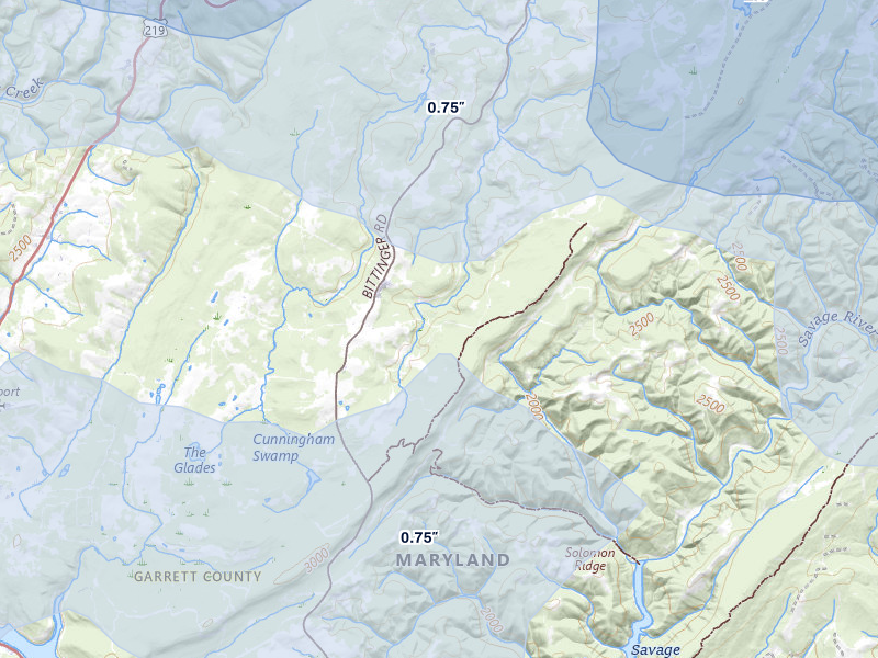 NEXRAD radar-signature map of the hail storm over Grantsville, MD on Aug 10, 2026