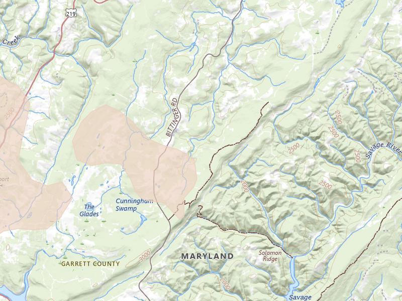 Radar-estimated hail size over Grantsville, MD on Sep 3, 2026