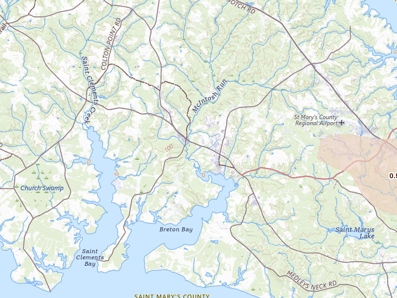 Radar-estimated hail-size map of the storm over Leonardtown, MD on Jul 22, 2026
