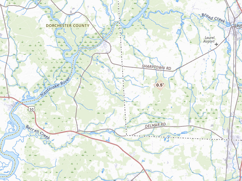 Radar-estimated hail-size map of the storm over Mardela Springs, MD