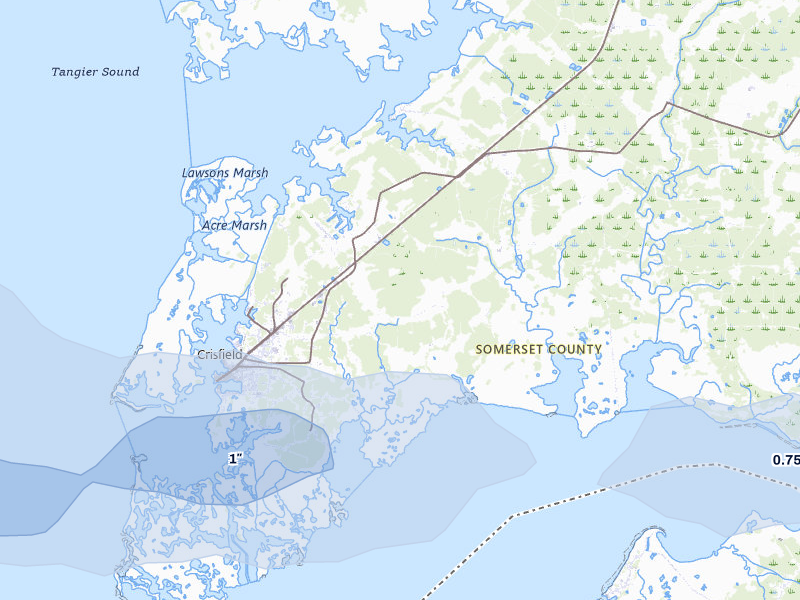 NEXRAD radar-signature map of the hail over Marion Station, MD