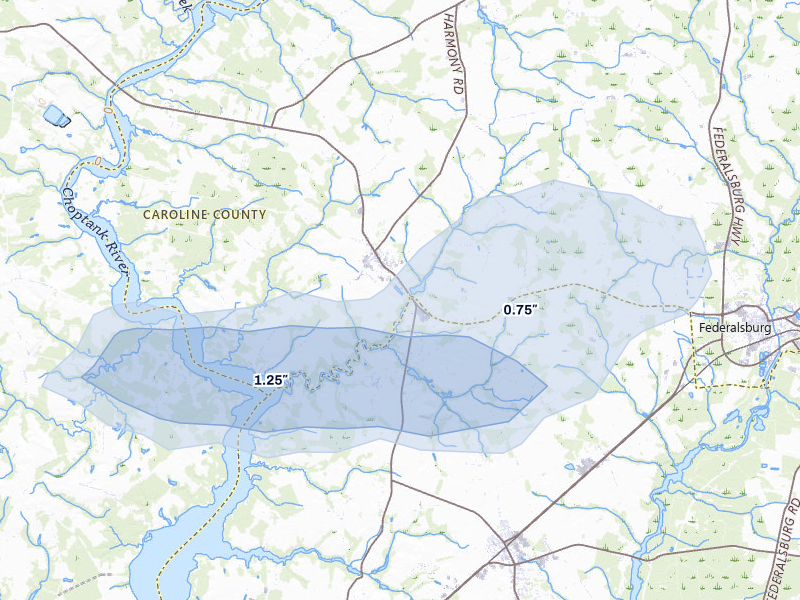 NEXRAD radar-signature map of the hail over Preston, MD
