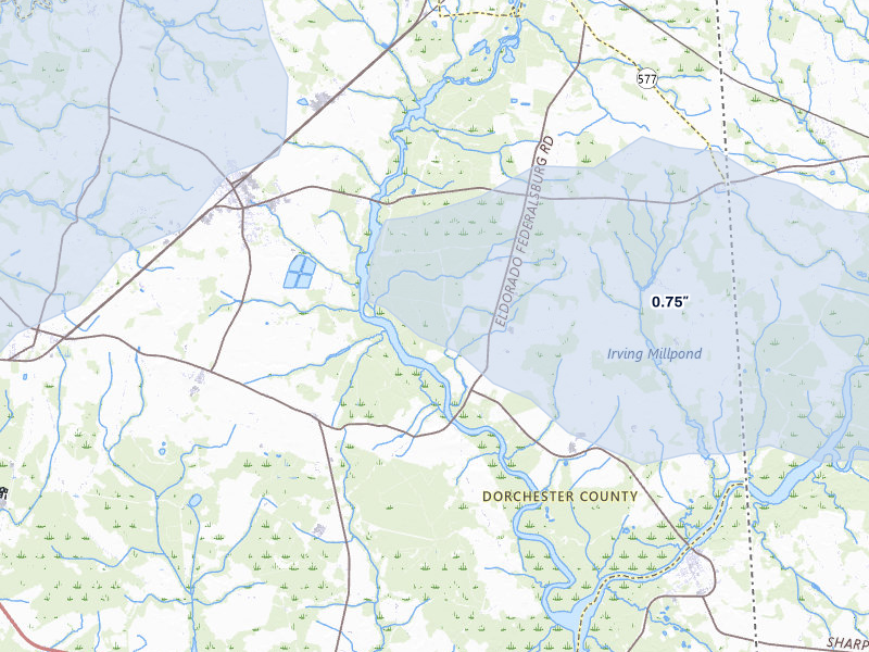 NEXRAD radar-signature map of the hail storm over Rhodesdale, MD on Jul 28, 2026