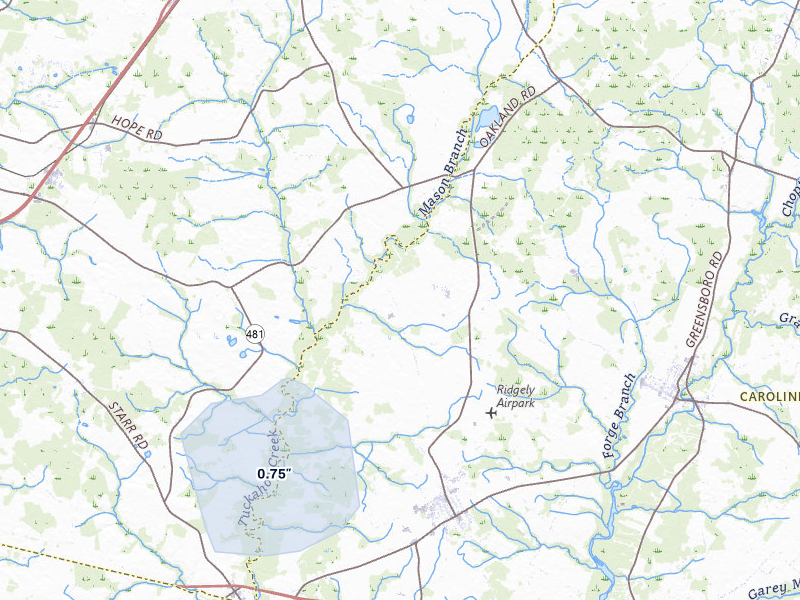 NEXRAD radar-signature map of the hail storm over Ridgely, MD on Apr 1, 2026