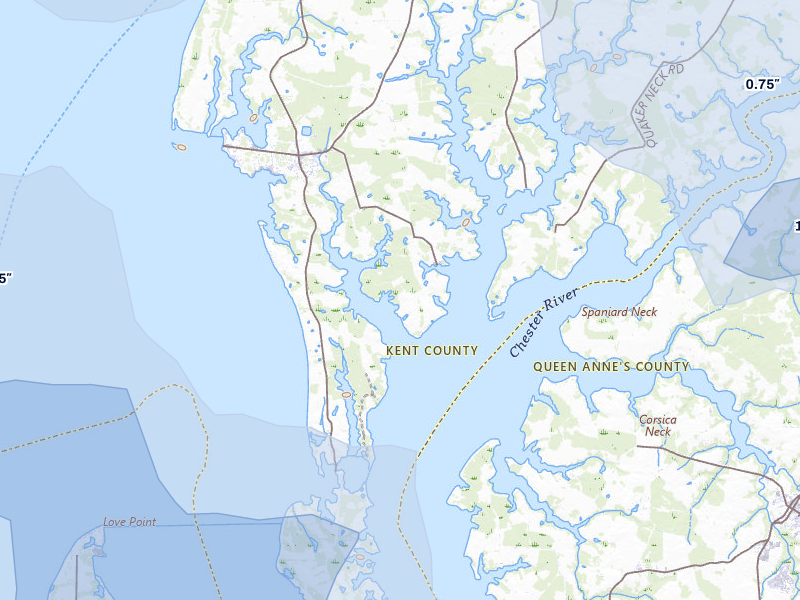 NEXRAD radar-signature map of the hail storm over Rock Hall, MD on Jul 5, 2026