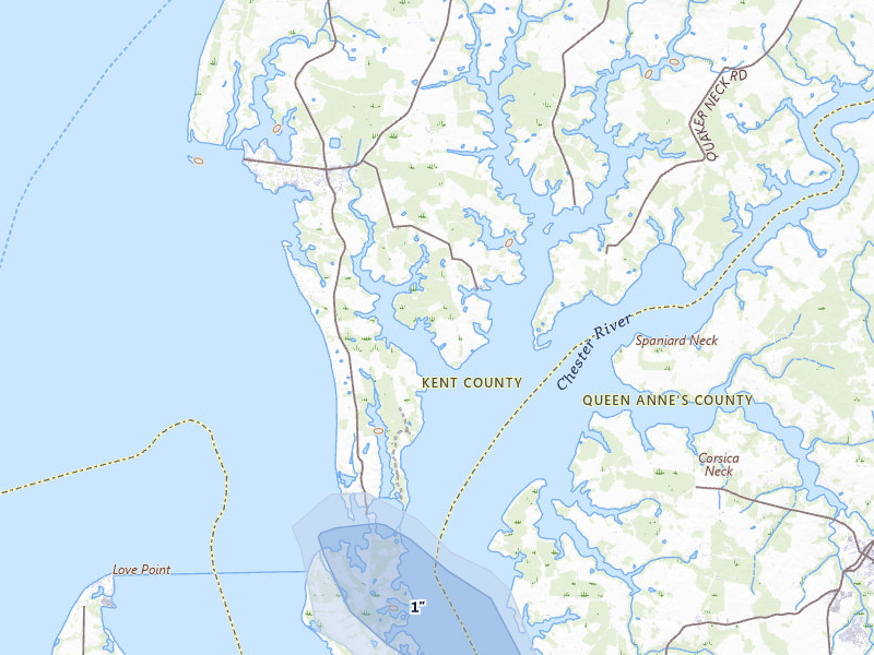 NEXRAD radar-signature map of the hail over Rock Hall, MD