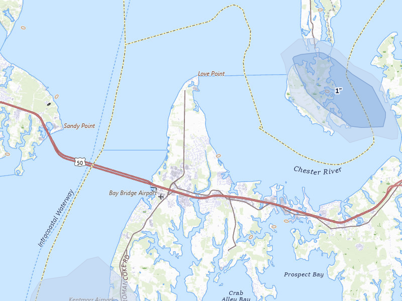 NEXRAD radar-signature map of the hail over Stevensville, MD