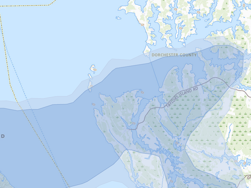 NEXRAD radar-signature map of the hail over Taylors Island, MD