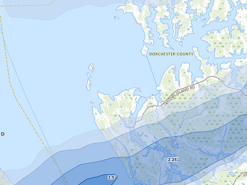 NEXRAD radar-signature map of the hail storm over Taylors Island, MD on Jul 28, 2026