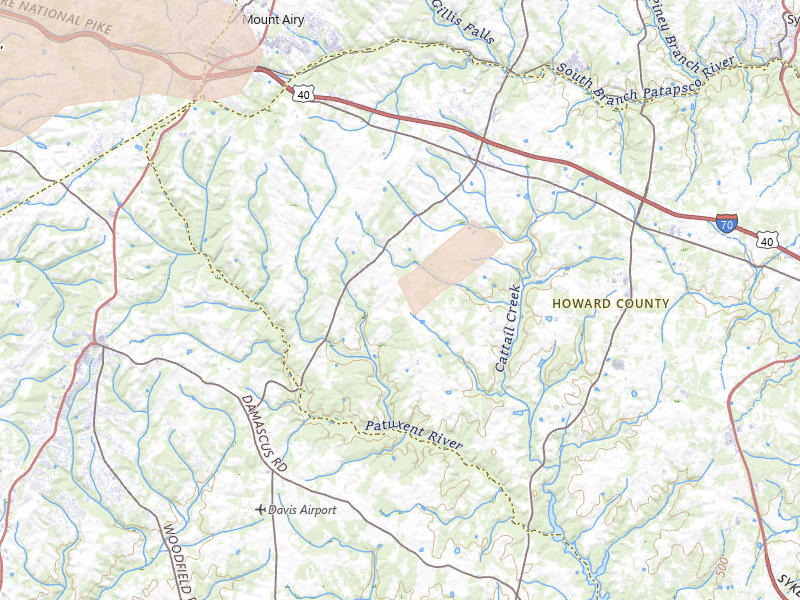 Radar-estimated hail-size map of the storm over Woodbine, MD on Jul 28, 2026