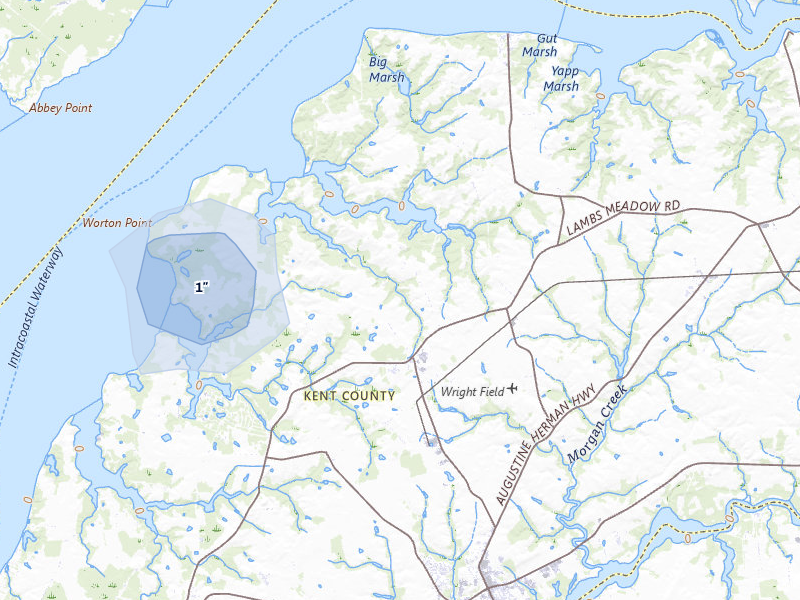 NEXRAD radar-signature map of the hail storm over Worton, MD on Jul 21, 2026