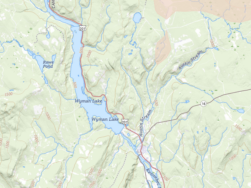 Radar-estimated hail-size map of the storm over Bingham, ME on Aug 28, 2026