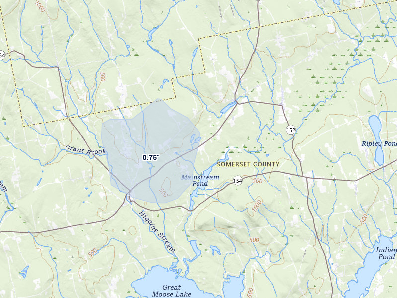 NEXRAD radar-signature map of the hail storm over Harmony, ME on Jun 28, 2026