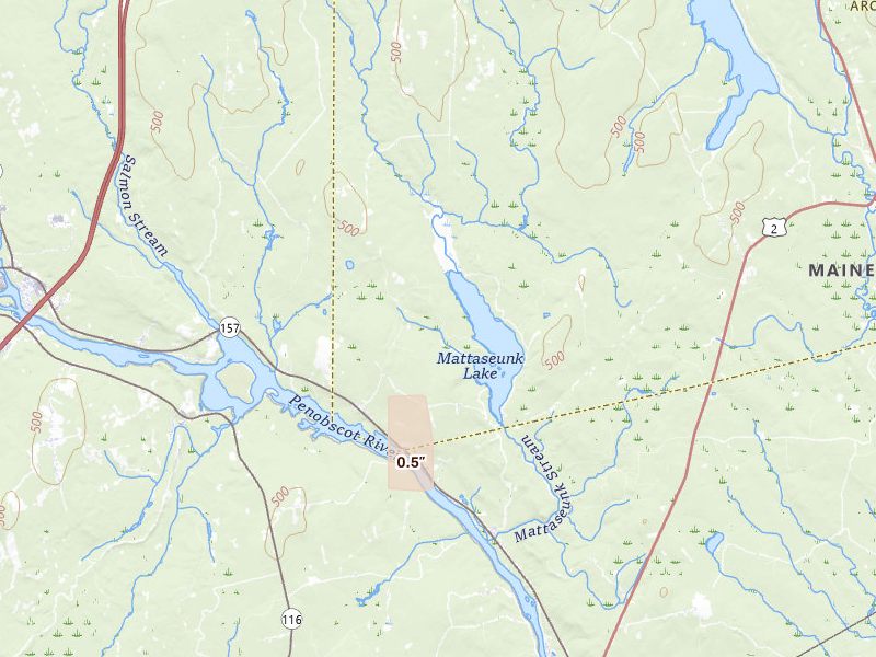 Radar-estimated hail-size map of the storm over Mattawamkeag, ME