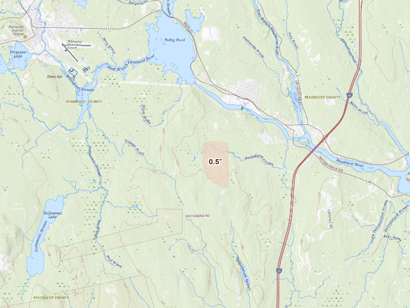 Radar-estimated hail-size map of the storm over Medway, ME
