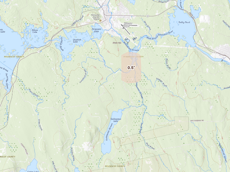 Radar-estimated hail-size map of the storm over Millinocket, ME