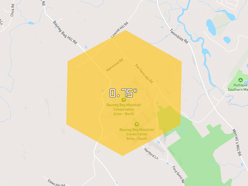 Hail map of North Berwick, ME on Jul 22, 2026, hail up to 0.75"