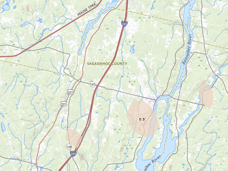 Radar-estimated hail-size map of the storm over Richmond, ME