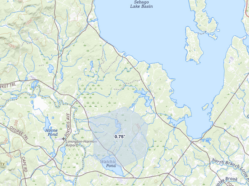 NEXRAD radar-signature map of the hail storm over Steep Falls, ME on Apr 16, 2026