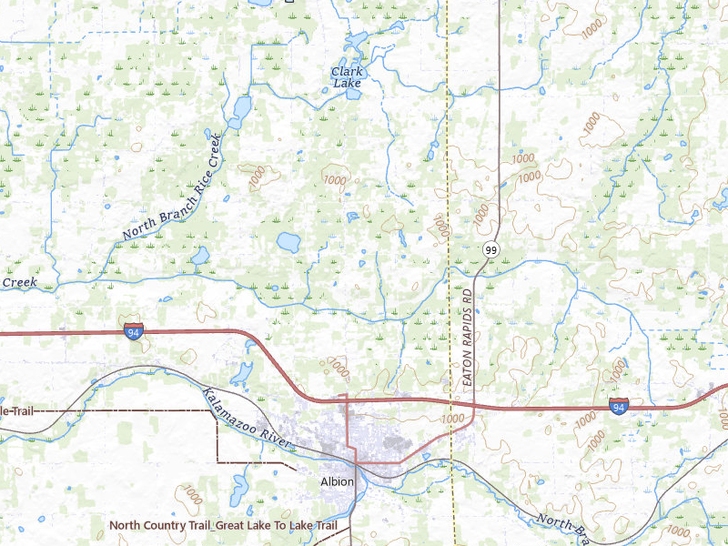 Radar-estimated hail-size map of the storm over Albion, MI on Jul 2, 2026