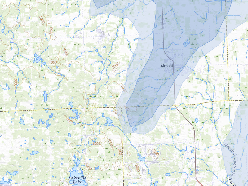 NEXRAD radar-signature map of the hail storm over Almont, MI on May 18, 2026
