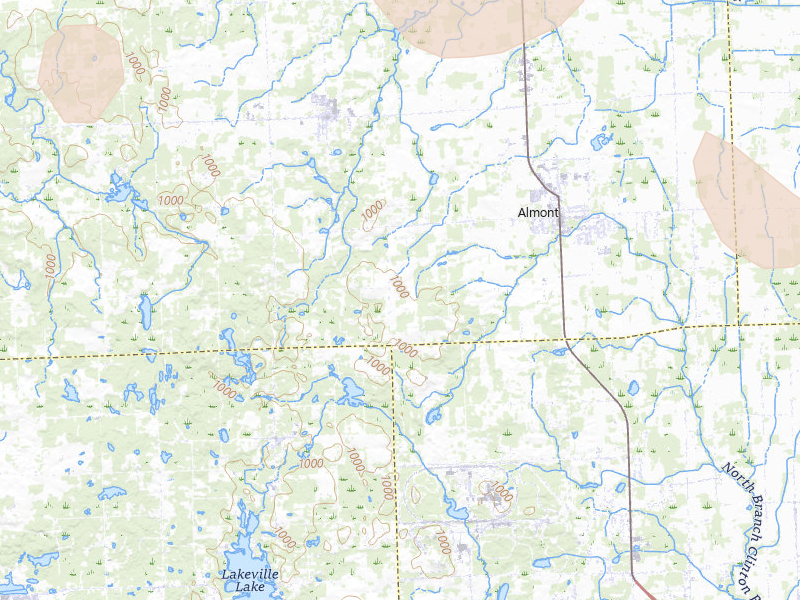 Radar-estimated hail-size map of the storm over Almont, MI on Jul 18, 2026