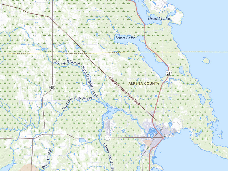 Radar-estimated hail-size map of the storm over Alpena, MI on Jul 27, 2026