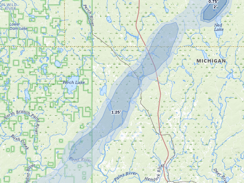 NEXRAD radar-signature map of the hail storm over Amasa, MI on May 17, 2026