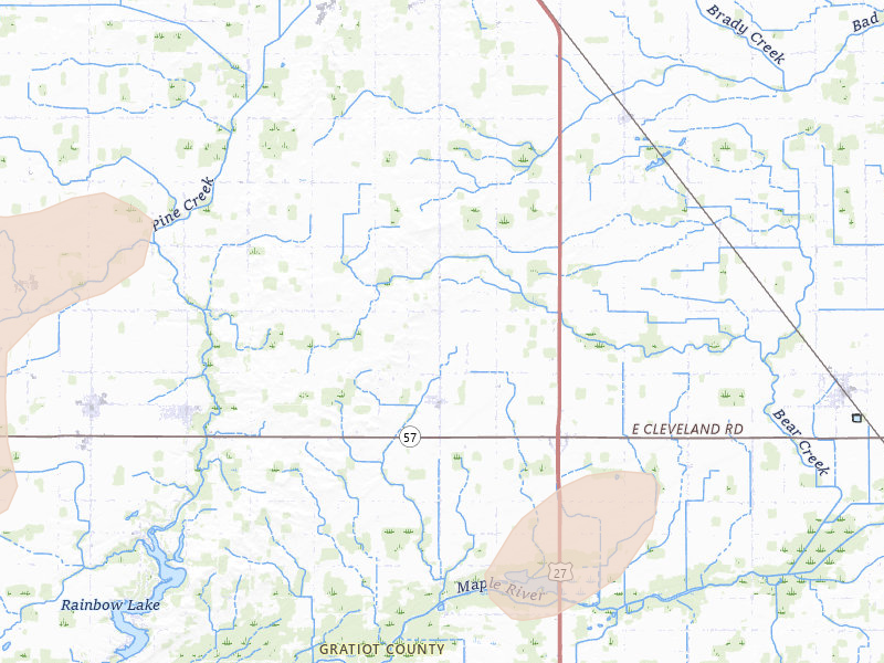 Radar-estimated hail-size map of the storm over Ashley, MI on Jun 10, 2026
