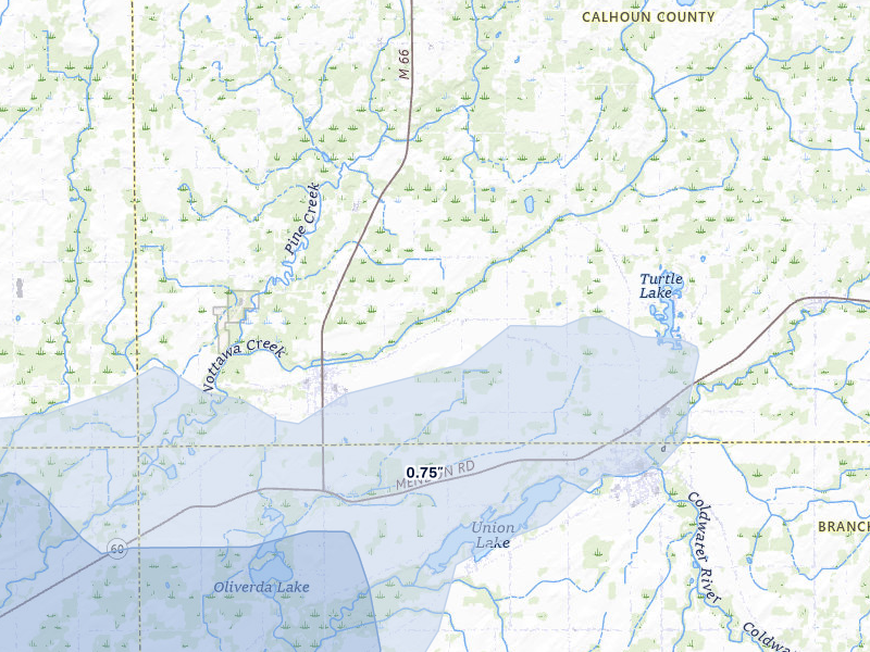 NEXRAD radar-signature map of the hail storm over Athens, MI on May 18, 2026