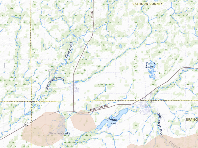 Radar-estimated hail-size map of the storm over Athens, MI on Jul 3, 2026