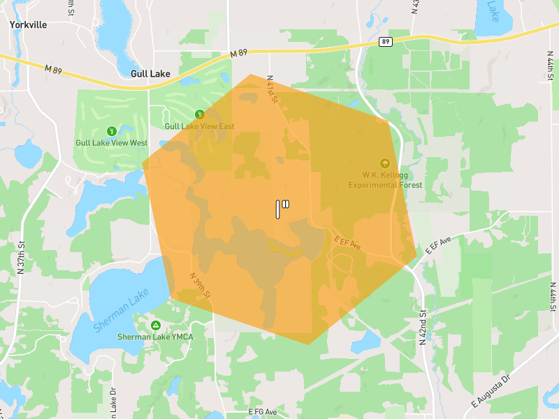 Hail map of Augusta, MI on Jul 3, 2026, hail up to 1"