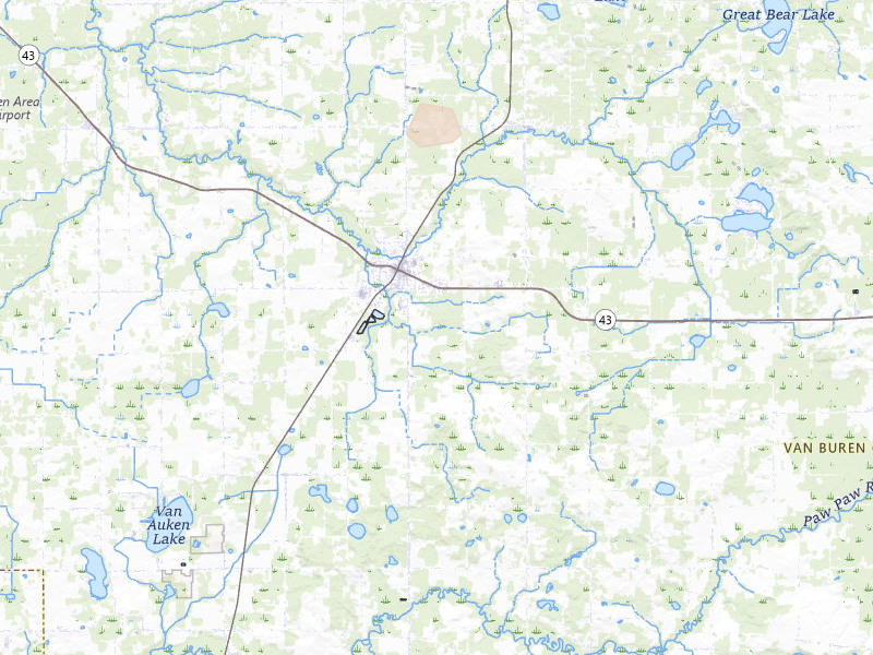 Radar-estimated hail-size map of the storm over Bangor, MI on May 18, 2026