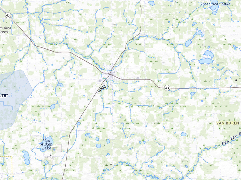 NEXRAD radar-signature map of the hail storm over Bangor, MI on Jul 3, 2026