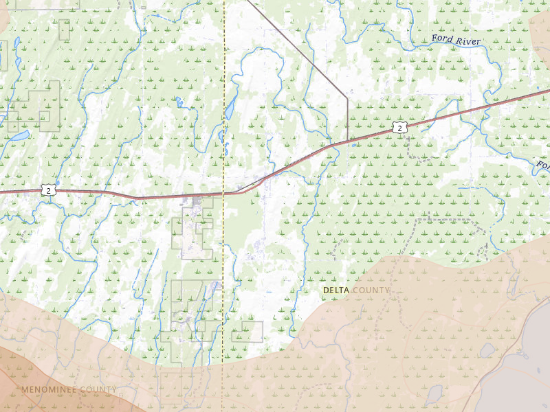 Radar-estimated hail-size map of the storm over Bark River, MI