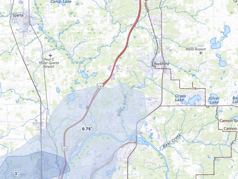 NEXRAD radar-signature map of the hail storm over Belmont, MI on May 15, 2026