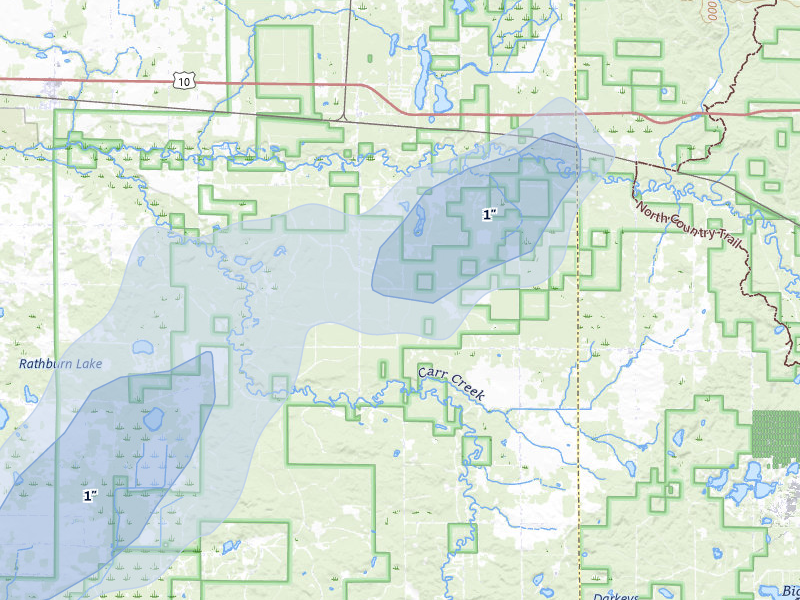 NEXRAD radar-signature map of the hail storm over Branch, MI on Mar 6, 2026