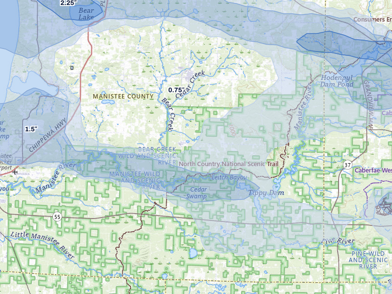 NEXRAD radar-signature map of the hail storm over Brethren, MI on Mar 30, 2026
