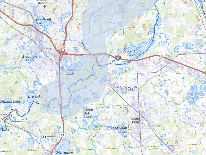 NEXRAD radar-signature map of the hail storm over Brighton, MI on May 18, 2026