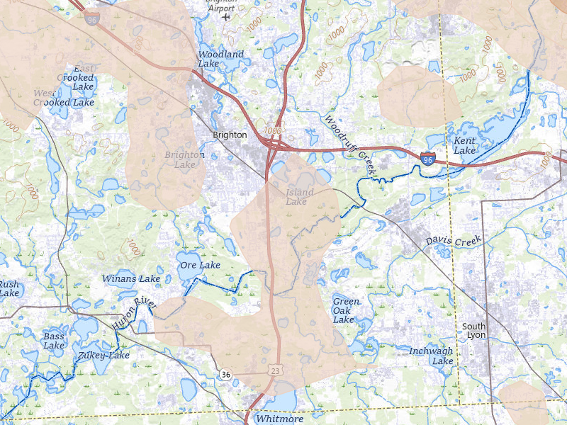 Radar-estimated hail-size map of the storm over Brighton, MI on Sep 2, 2026
